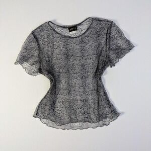Sheer snake print top M short sleeve layering Y2K